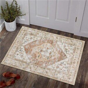 Boho Kitchen Rugs Washable - 2x3 Small Non-Slip Entry Rugs for Inside House